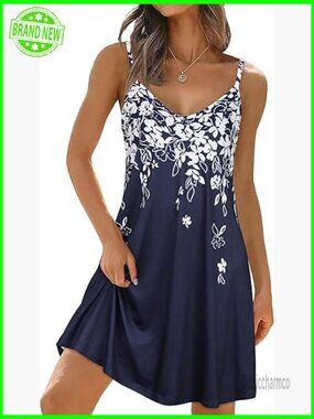 Spaghetti Strap V Neck Casual Sleeveless Sundress with Pockets Maxi Dress